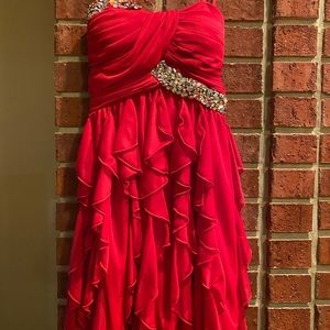Red ruffle dress